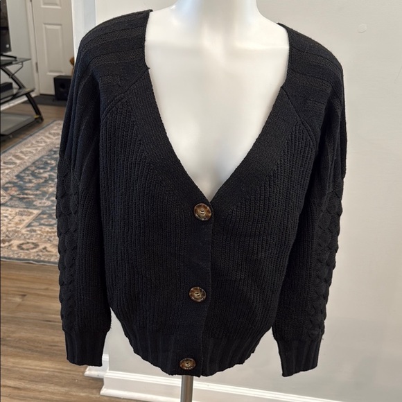 Simplee Apparel Cozy Knit Cardigan in Black - Picture 1 of 6